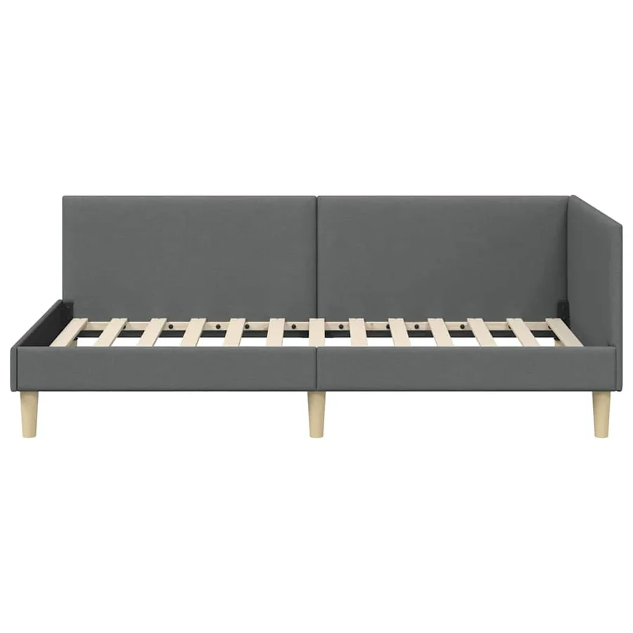 Cadre de lit d'angle avec tête de lit Gris foncé 90 cm x 190 cm - 5