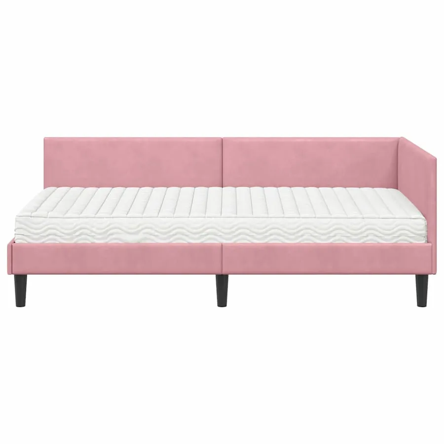 Cadre de lit d'angle avec matelas Autre 2 pcs Gris Velours - 5