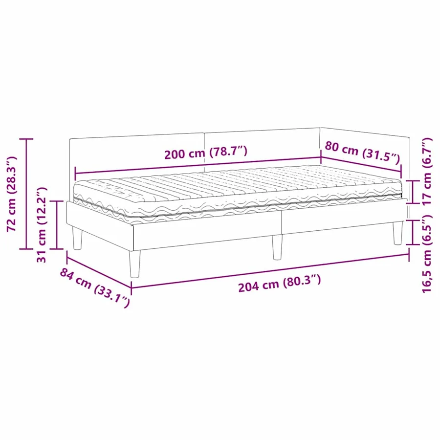 Cadre de lit d'angle avec matelas Autre 2 pcs Jaune Velours - 14