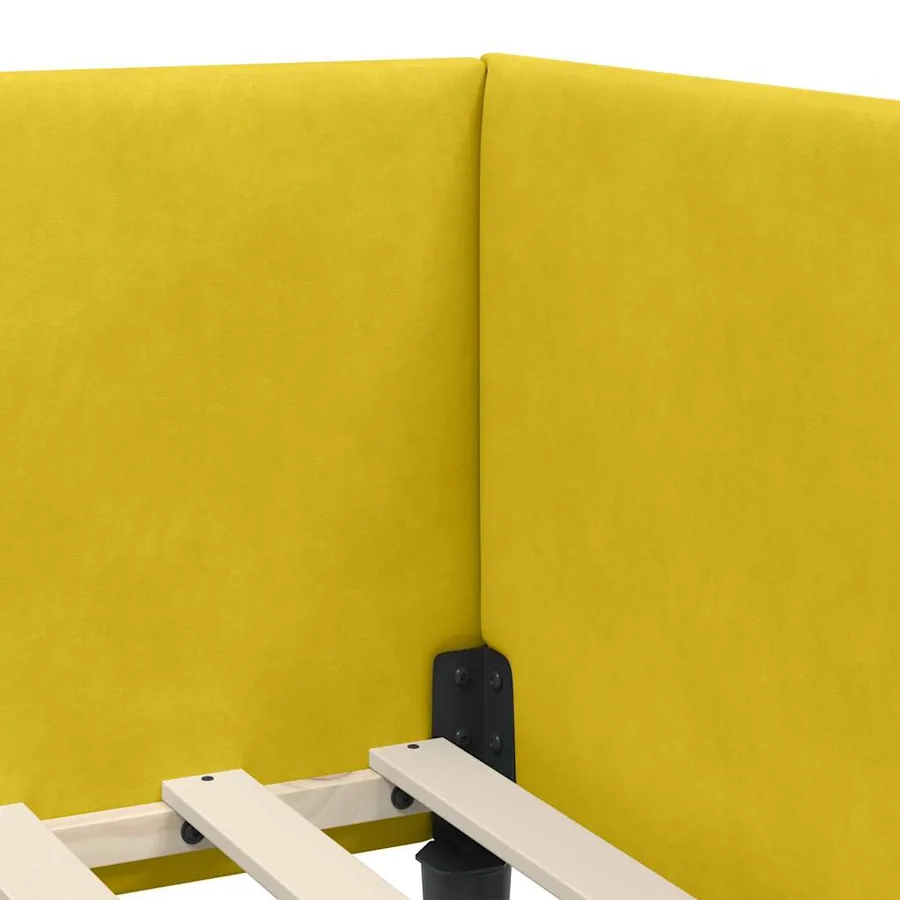 Cadre de lit d'angle avec matelas Autre 2 pcs Jaune Velours - 8