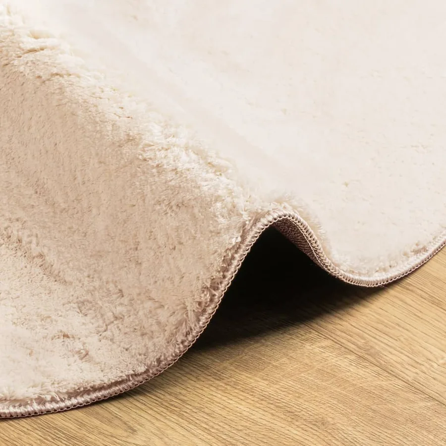 Tapis HUARTE à poils courts doux et lavable beige Ø 160 cm - 6
