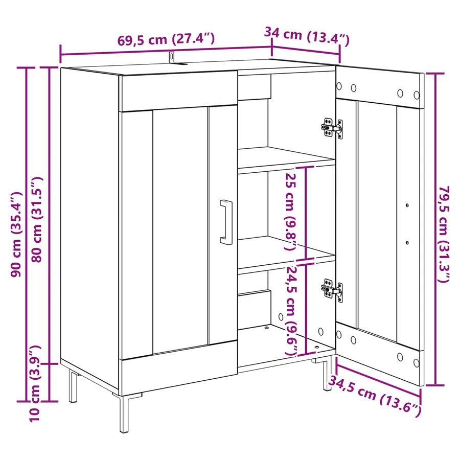 Buffet Chêne artisanal 69,5 x 34 x 90 cm - 15