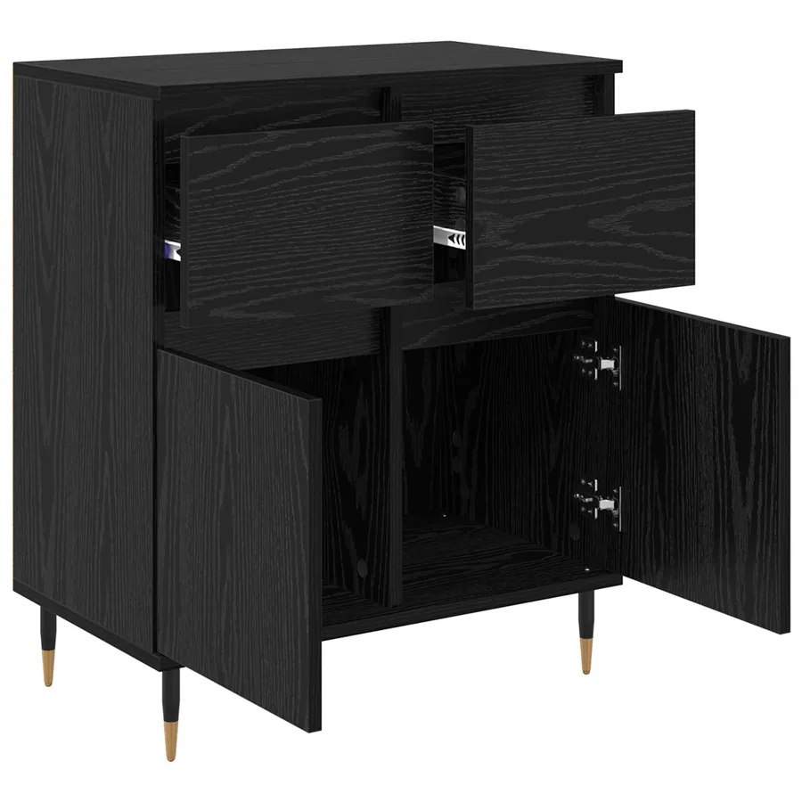 Buffet Chêne noir 60 x 35 x 70 cm Bois d'ingénierie et fer - 5