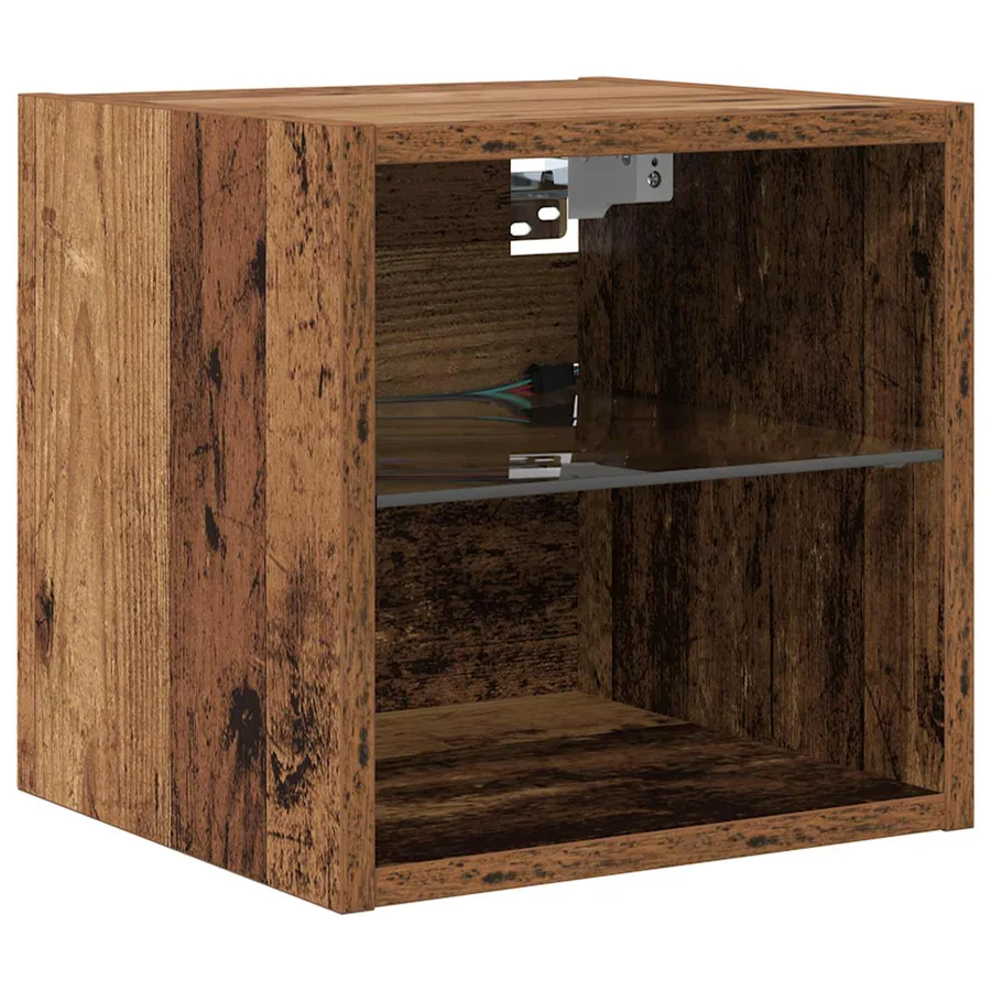 Meuble TV avec des lumières à LED 8 pcs Bois Ancien Verre - 6