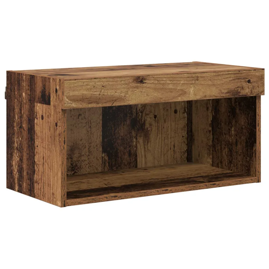 Meuble TV avec des lumières à LED 8 pcs Bois Ancien Verre - 7