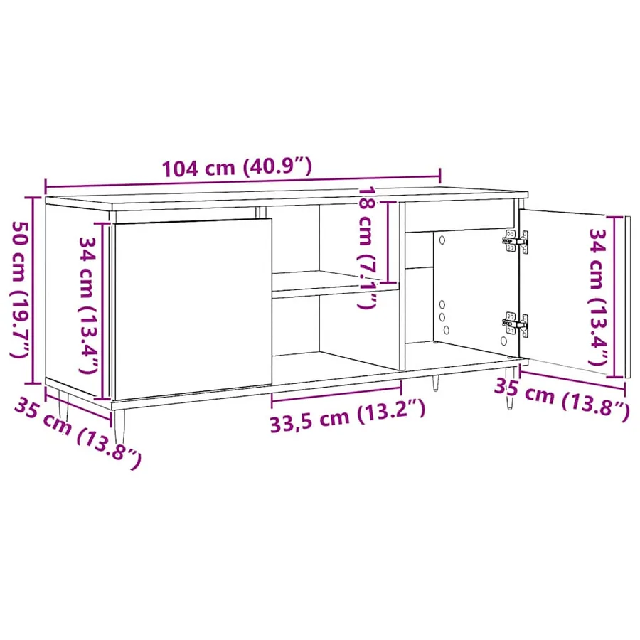 Meuble TV 104 x 35 x 50 cm Chêne artisanal Bois d'ingénierie - 13