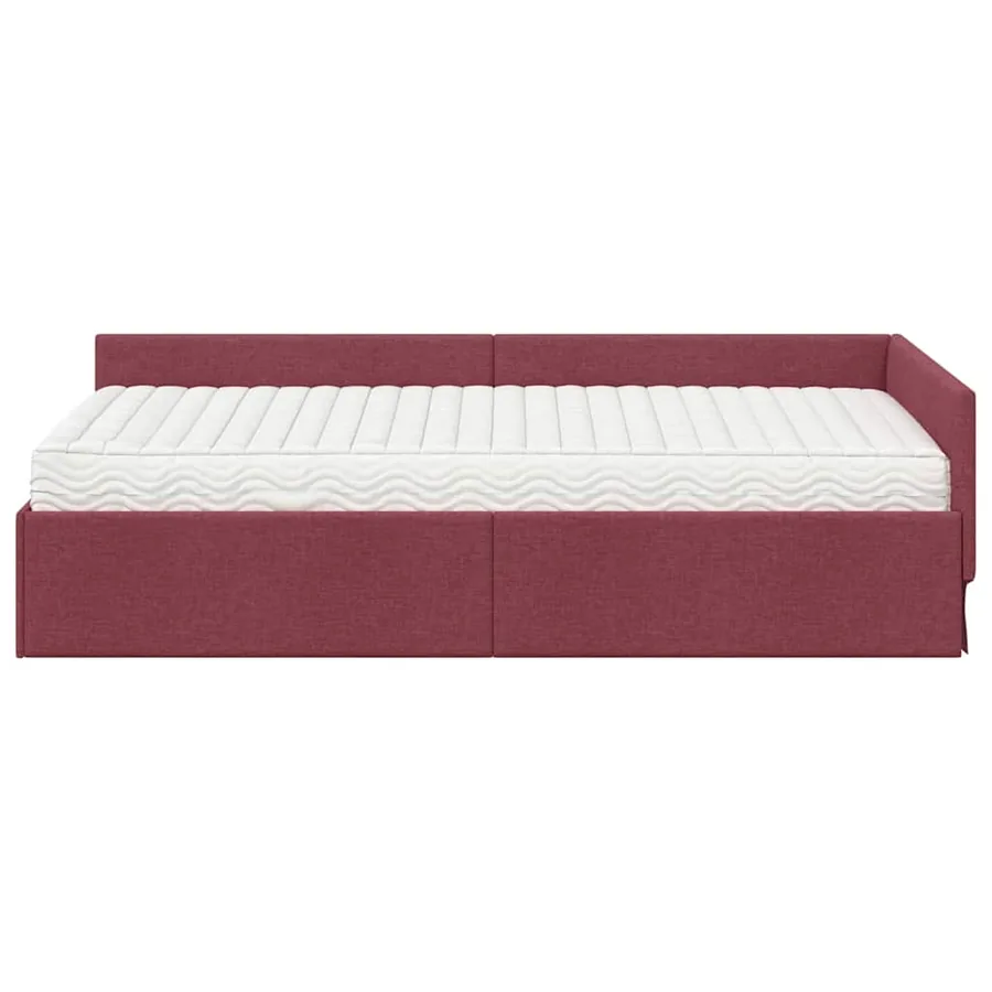 Cadre de lit d'angle avec matelas Autre 2 pcs Rouge tissu - 5