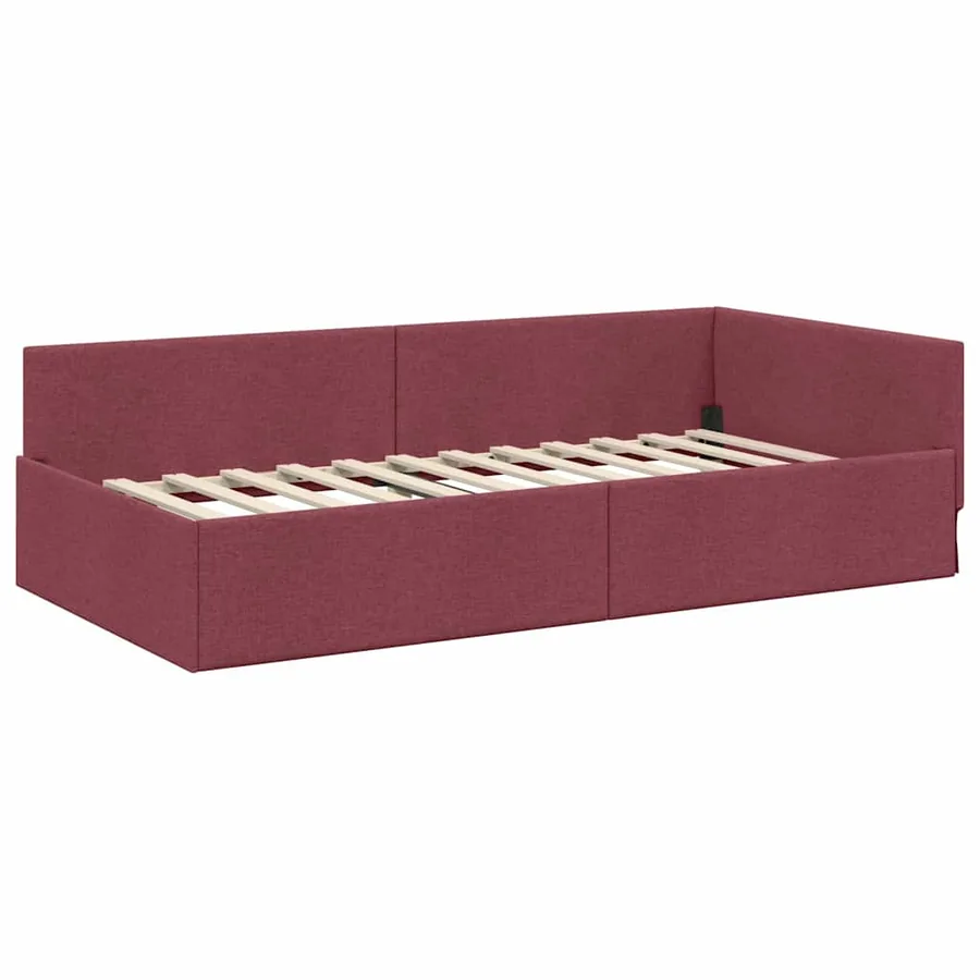 Cadre de lit d'angle avec matelas Autre 2 pcs Rouge tissu - 6