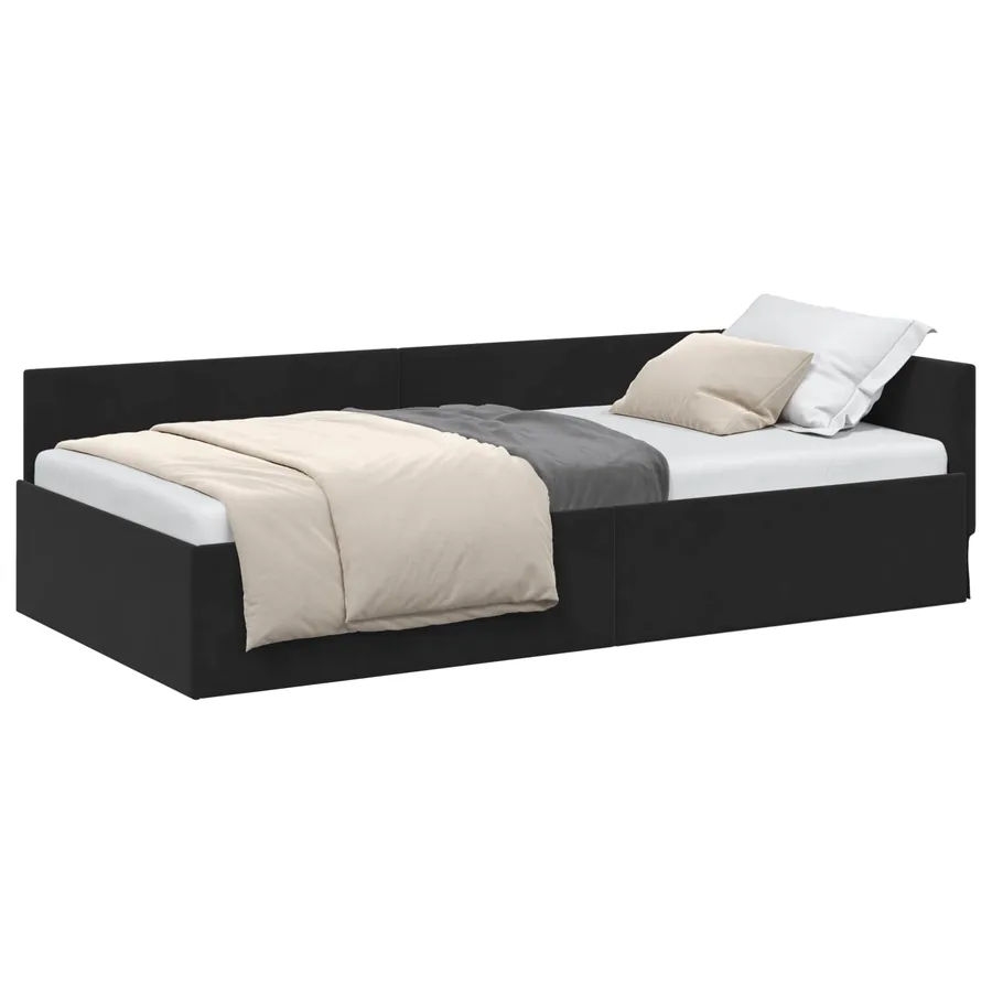 Cadre de lit d'angle Noir 80 cm x 200 cm Velours - 2