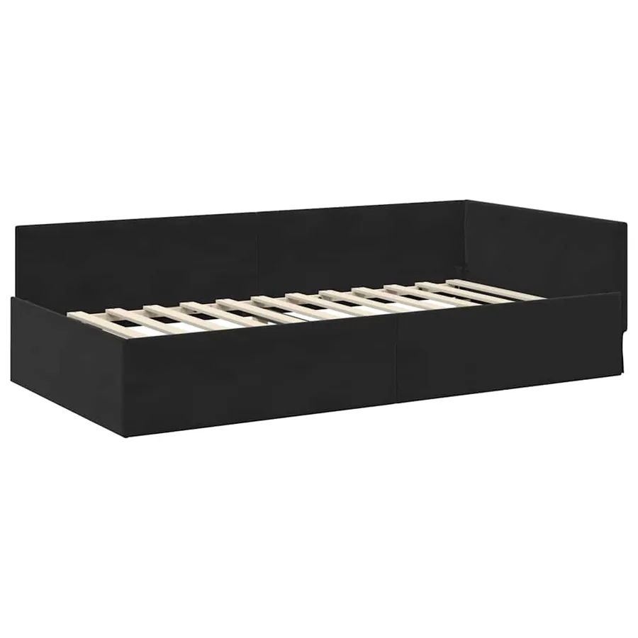 Cadre de lit d'angle Noir 80 cm x 200 cm Velours - 4