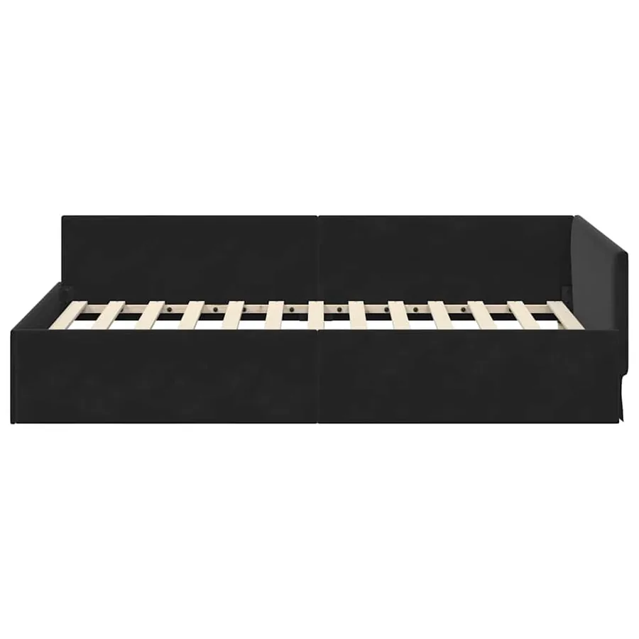 Cadre de lit d'angle Noir 80 cm x 200 cm Velours - 5