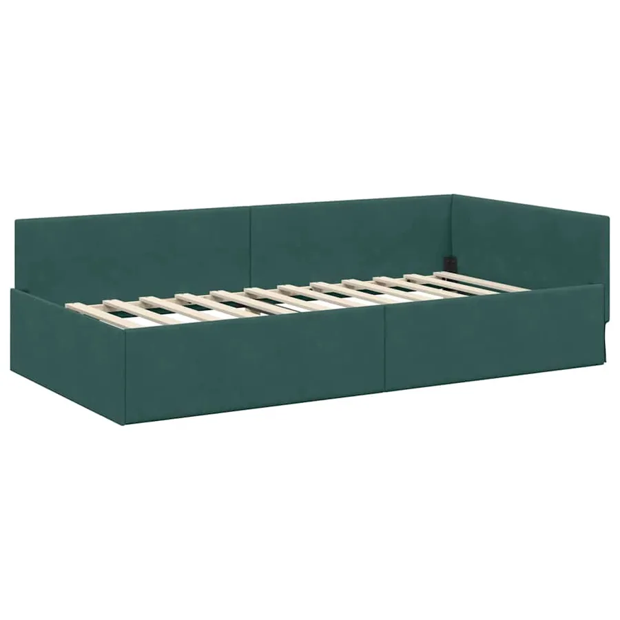 Cadre de lit d'angle Vert foncé 100 cm x 200 cm Velours - 4
