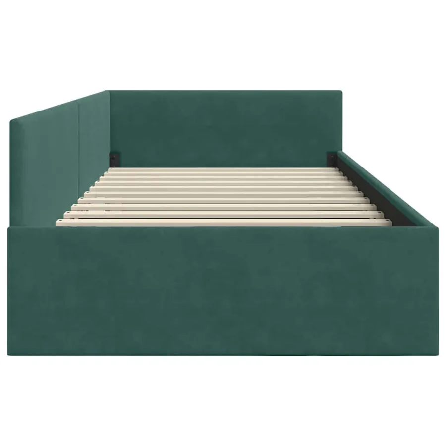Cadre de lit d'angle Vert foncé 100 cm x 200 cm Velours - 6