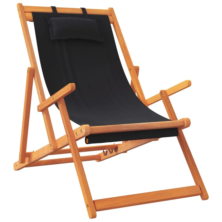 Chaises de plage pliables lot de 2 noir tissu - 3