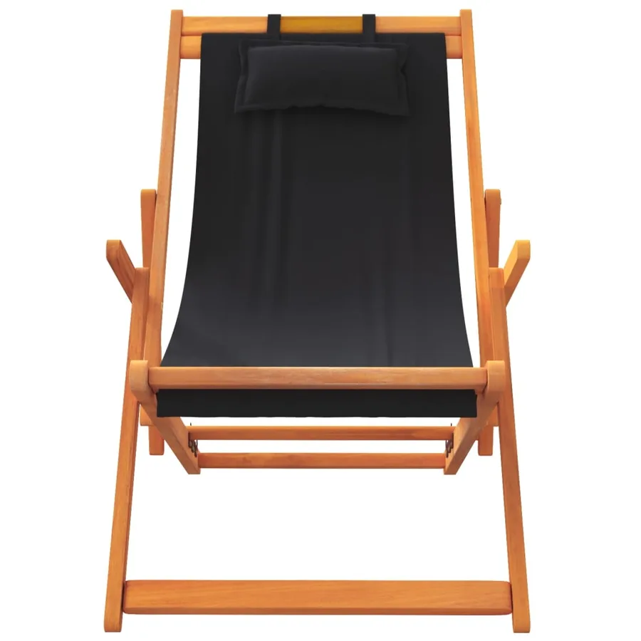 Chaises de plage pliables lot de 2 noir tissu - 4