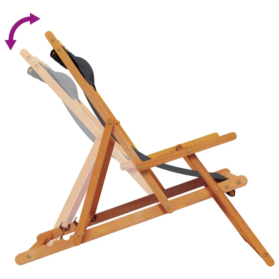 Chaises de plage pliables lot de 2 noir tissu - 7