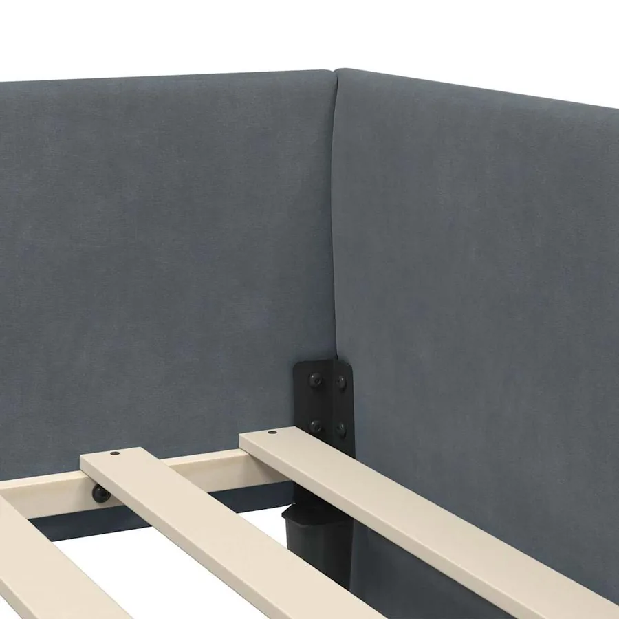 Cadre de lit d'angle avec matelas Autre 2 pcs Gris Velours - 8
