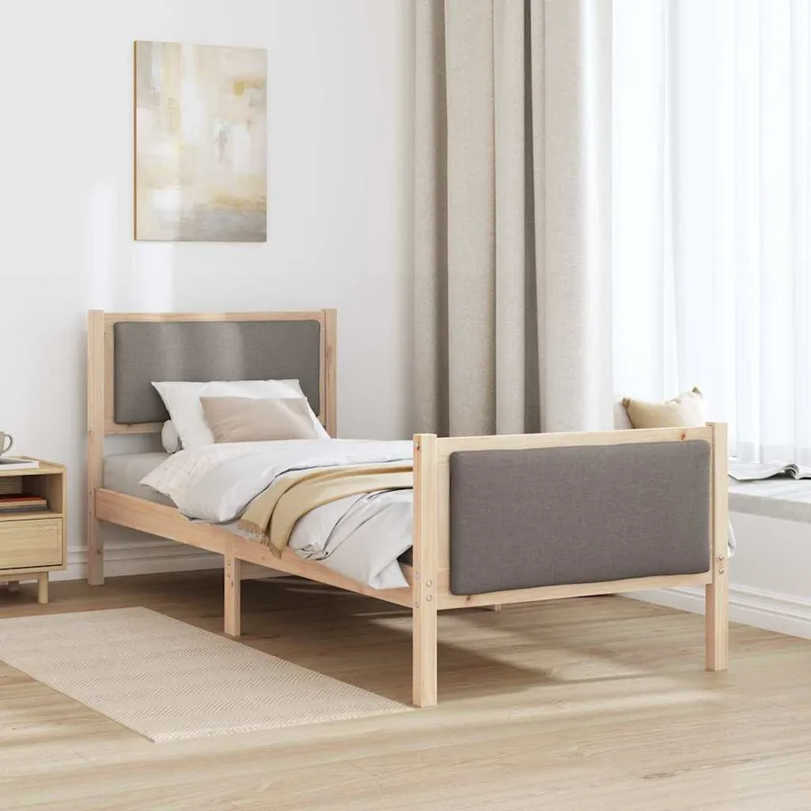 Cadre de lit avec tête de lit Taupe 80 x 200 cm tissu - 4