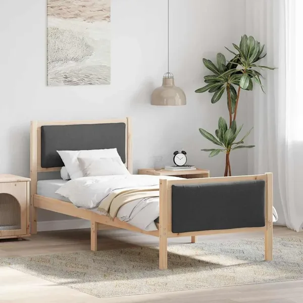 Cadre de lit avec tête de lit Gris foncé 80 x 200 cm tissu