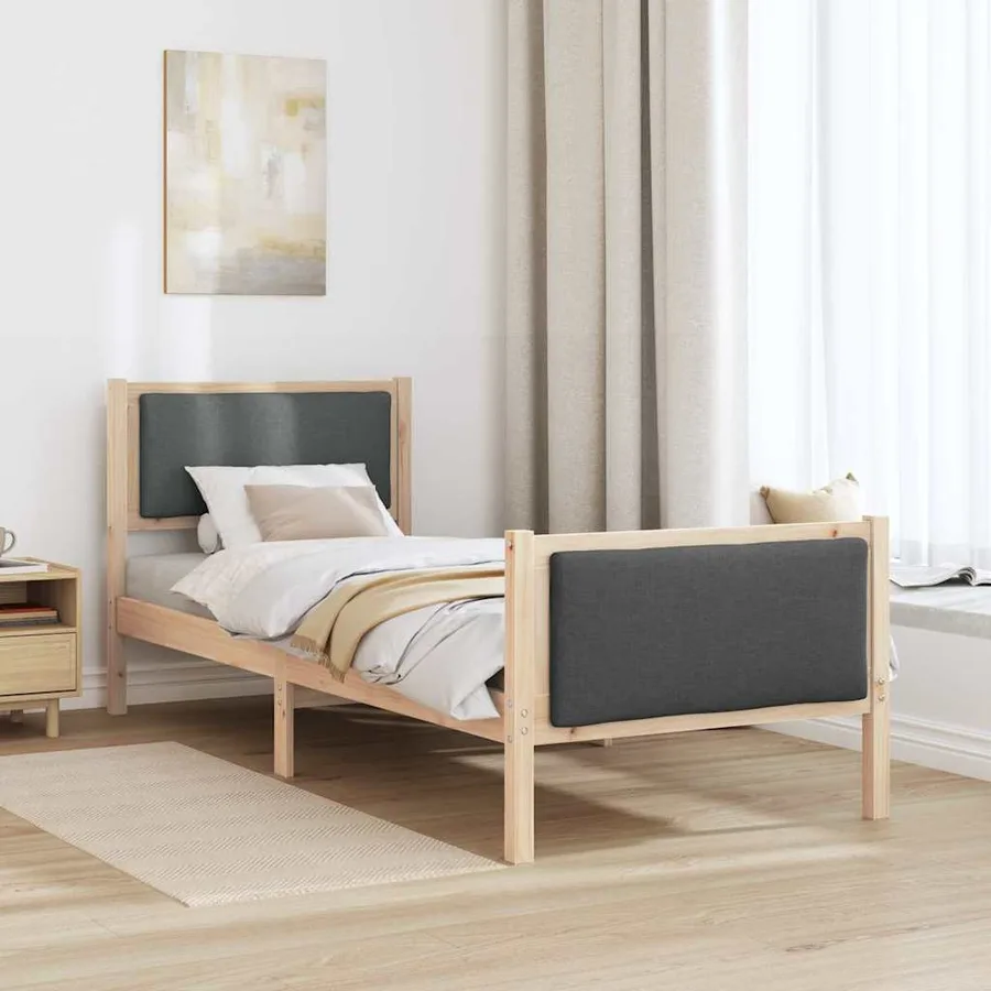 Cadre de lit avec tête de lit Gris foncé 80 x 200 cm tissu - 4
