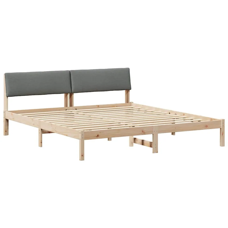 Cadre de lit avec tête de lit marron et gris foncé 200 x 200 cm - 2