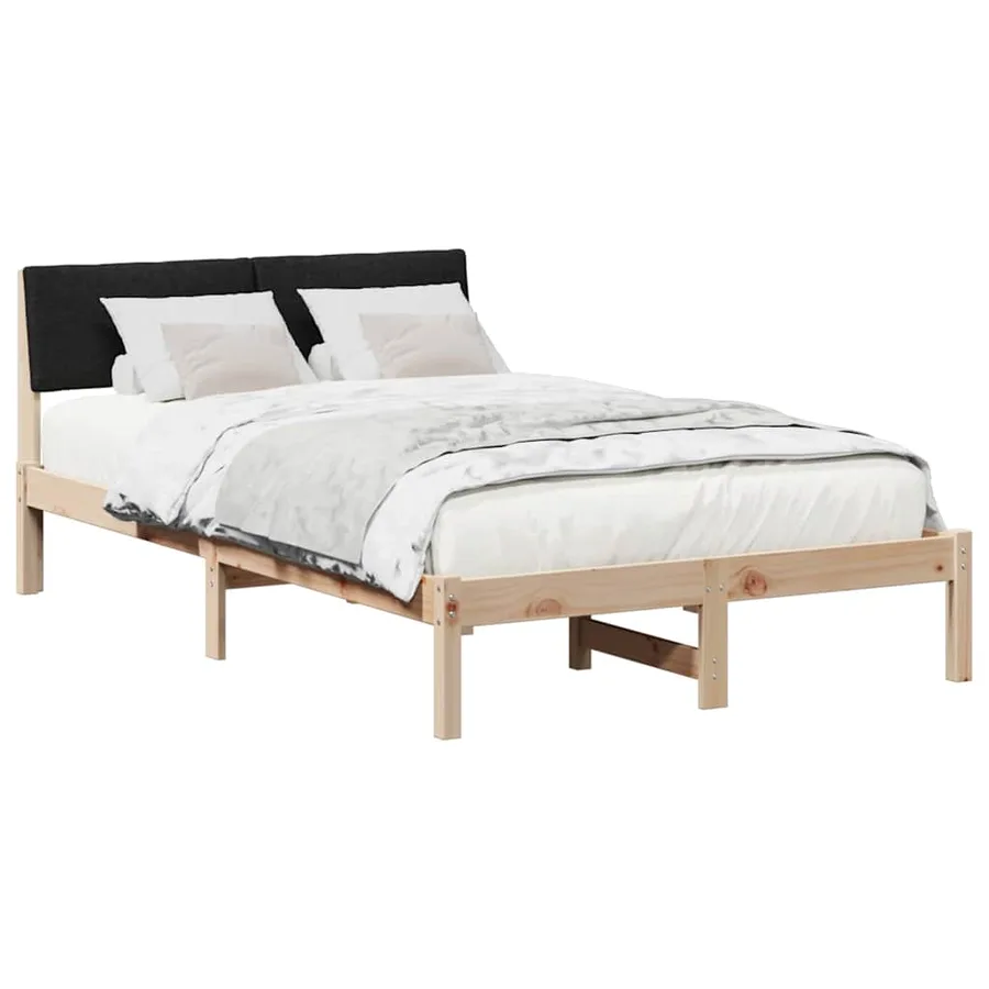 Cadre de lit Marron et noir 120 x 190 cm Bois massif en pin - 3