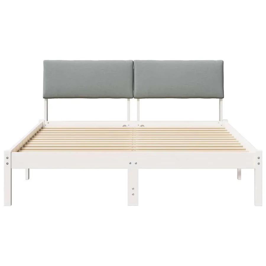Cadre de lit avec tête de lit Blanc et gris clair 160 x 200 cm - 5