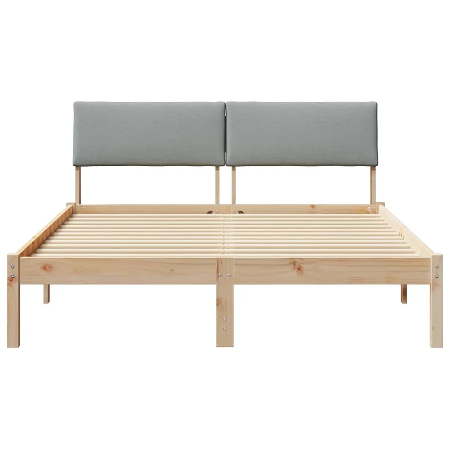 Cadre de lit avec tête de lit Marron et gris clair 135 x 190 cm - 5