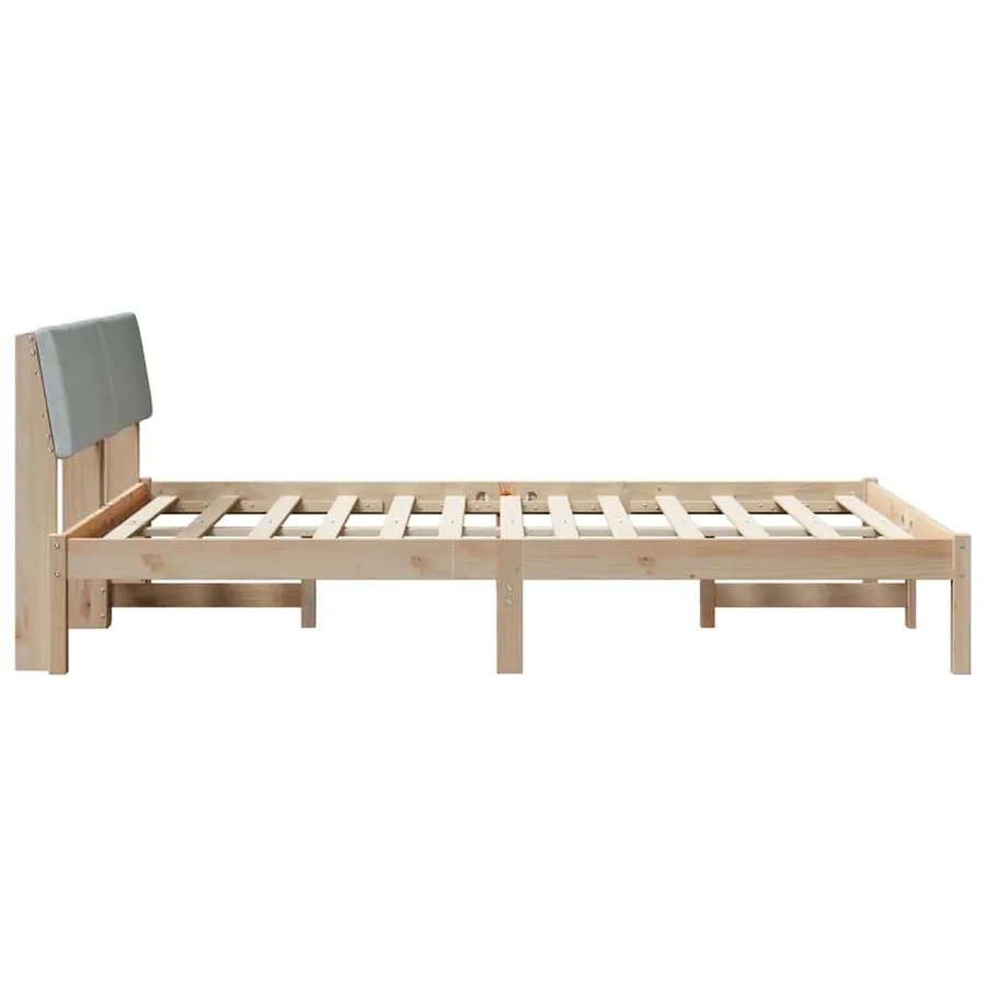 Cadre de lit avec tête de lit Marron et gris clair 135 x 190 cm - 6