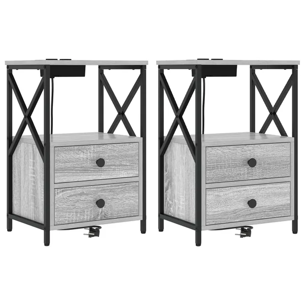 Cabinet de chevet avec tiroir 2 pcs Gris Sonoma 40 x 31 x 60 cm