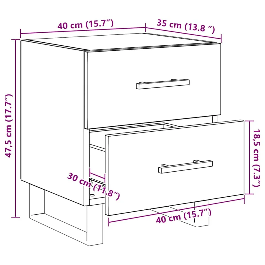 Cabinet de chevet Chêne artisanal 40 x 35 x 47,5 cm - 14