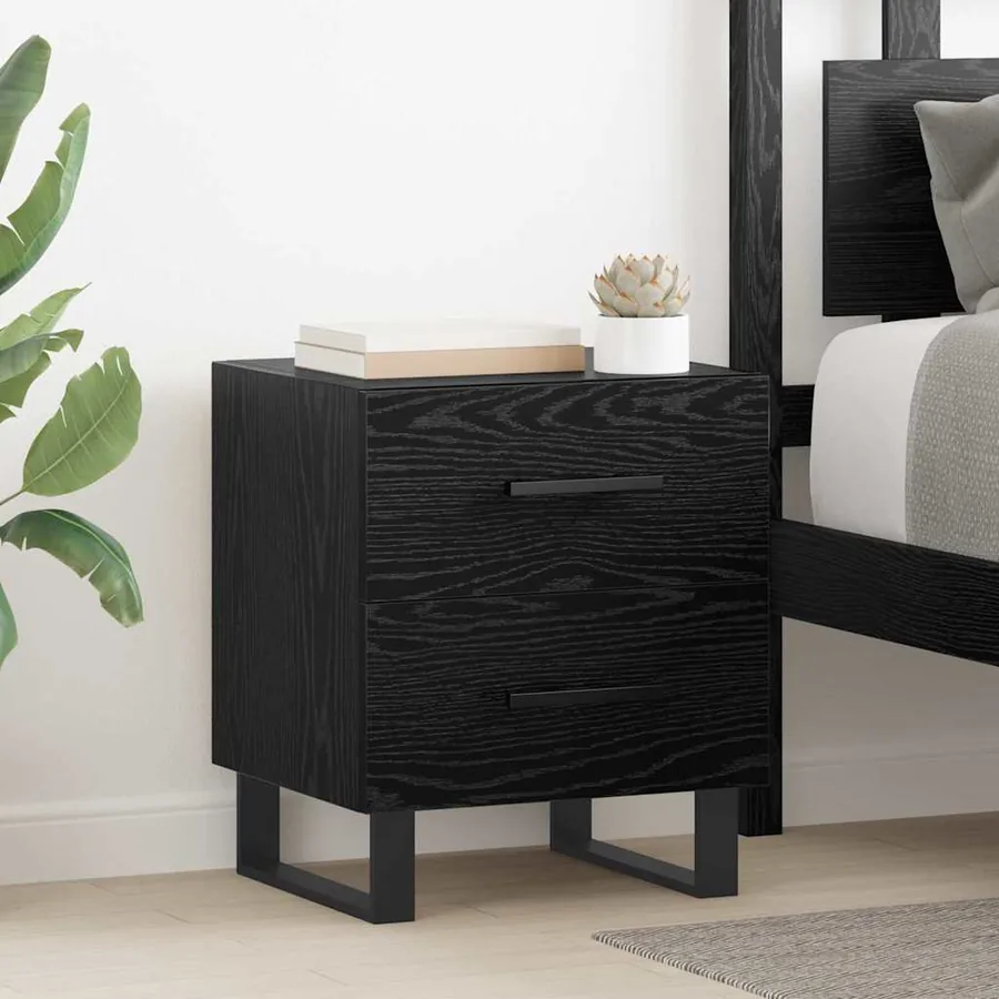 Cabinet de chevet avec tiroir Chêne noir 40 x 35 x 47,5 cm