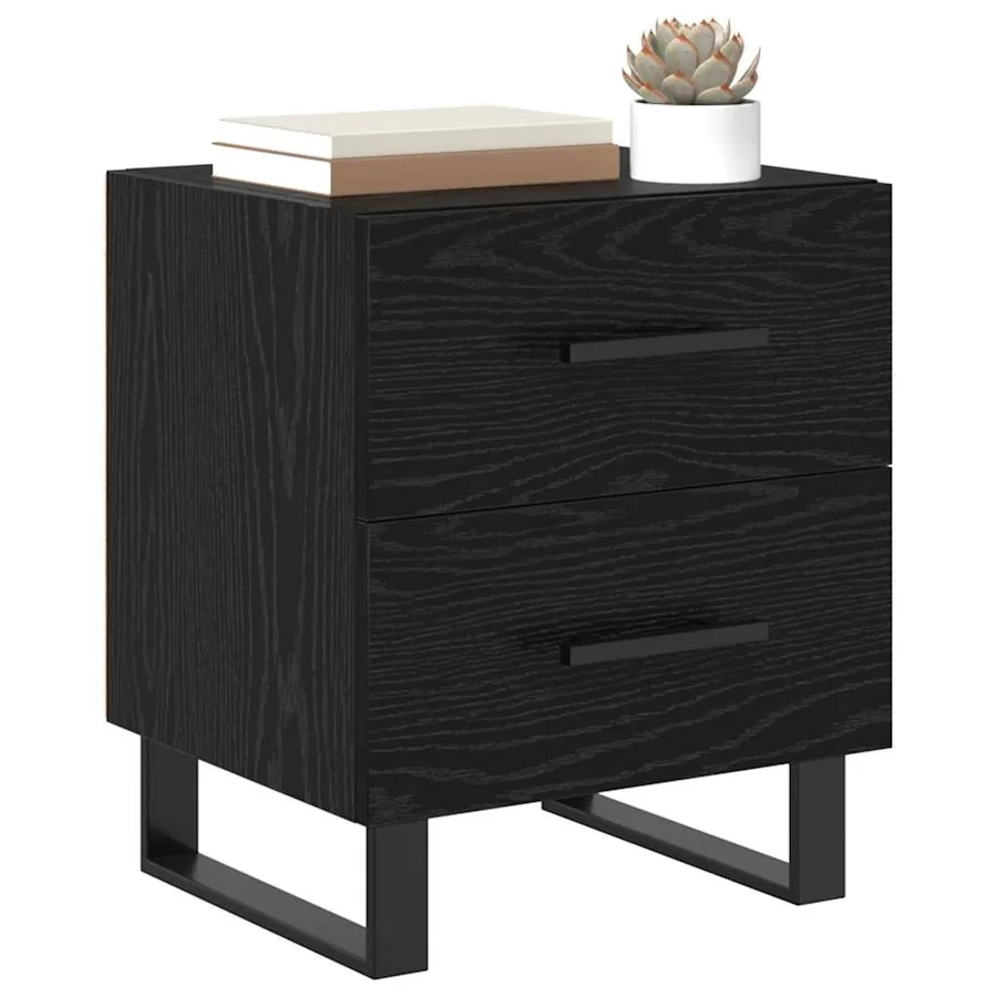 Cabinet de chevet avec tiroir Chêne noir 40 x 35 x 47,5 cm - 3