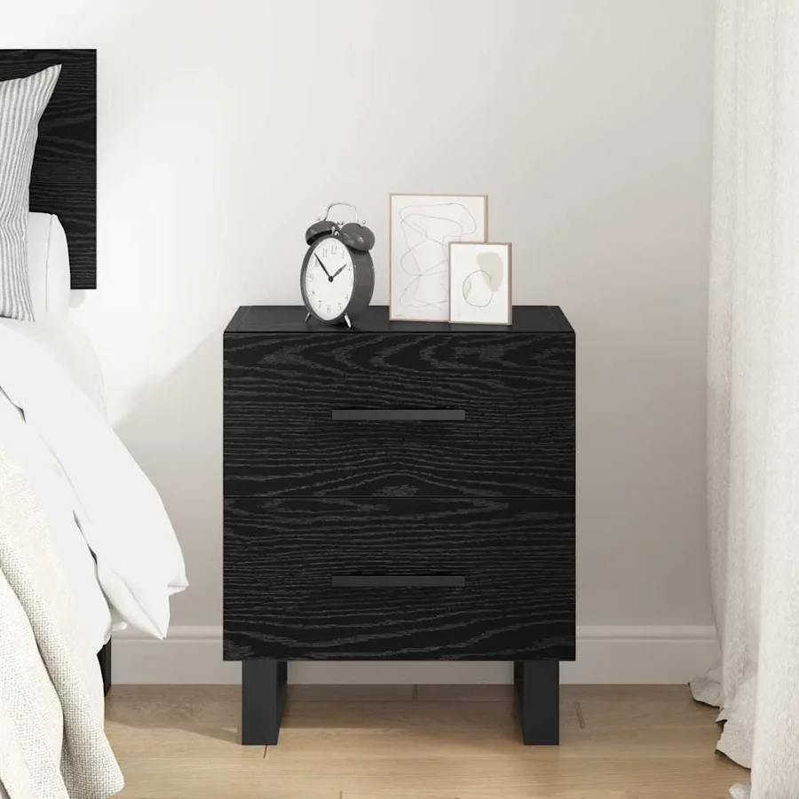 Cabinet de chevet avec tiroir Chêne noir 40 x 35 x 47,5 cm - 4