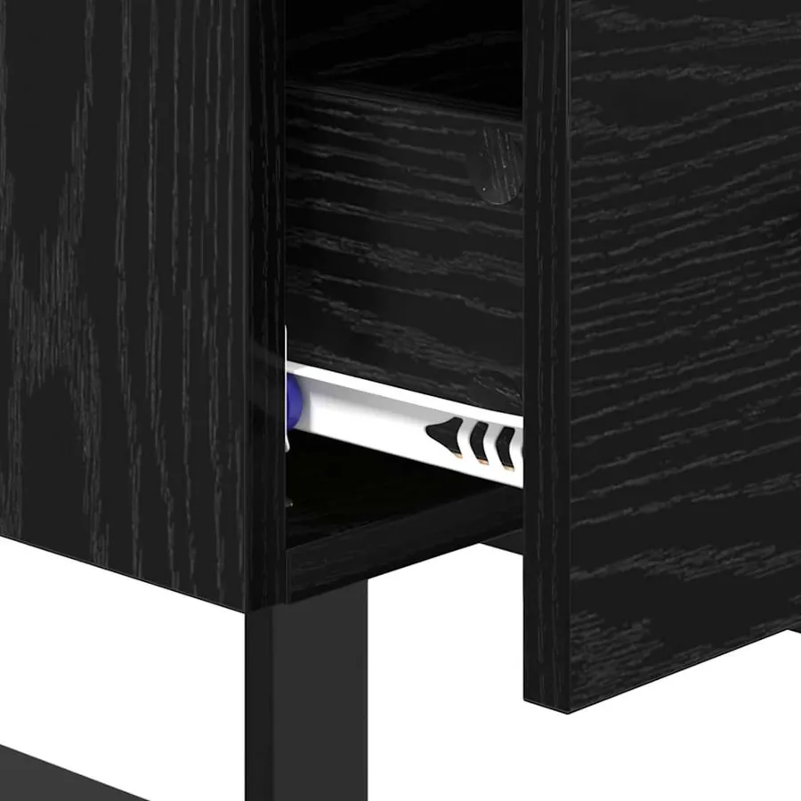 Cabinet de chevet avec tiroir Chêne noir 40 x 35 x 47,5 cm - 9