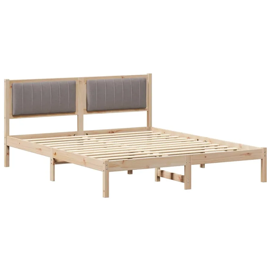 Cadre de lit avec tête de lit rembourrée Taupe 150 x 200 cm - 2