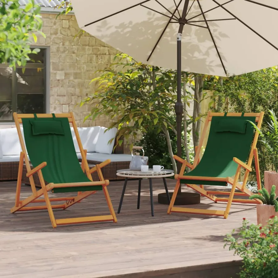 Chaises de plage pliables lot de 2 crème tissu - 10