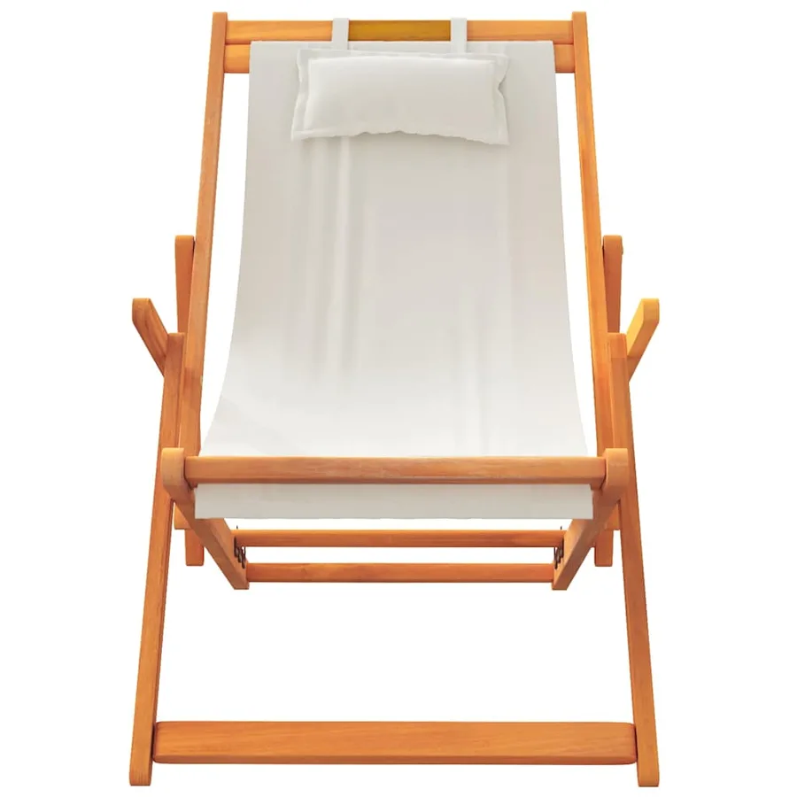 Chaises de plage pliables lot de 2 crème tissu - 4