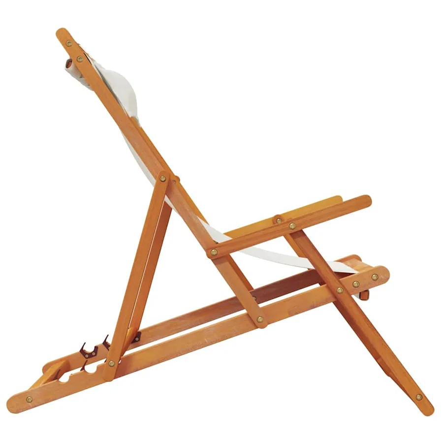 Chaises de plage pliables lot de 2 crème tissu - 5