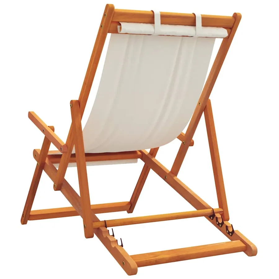Chaises de plage pliables lot de 2 crème tissu - 6