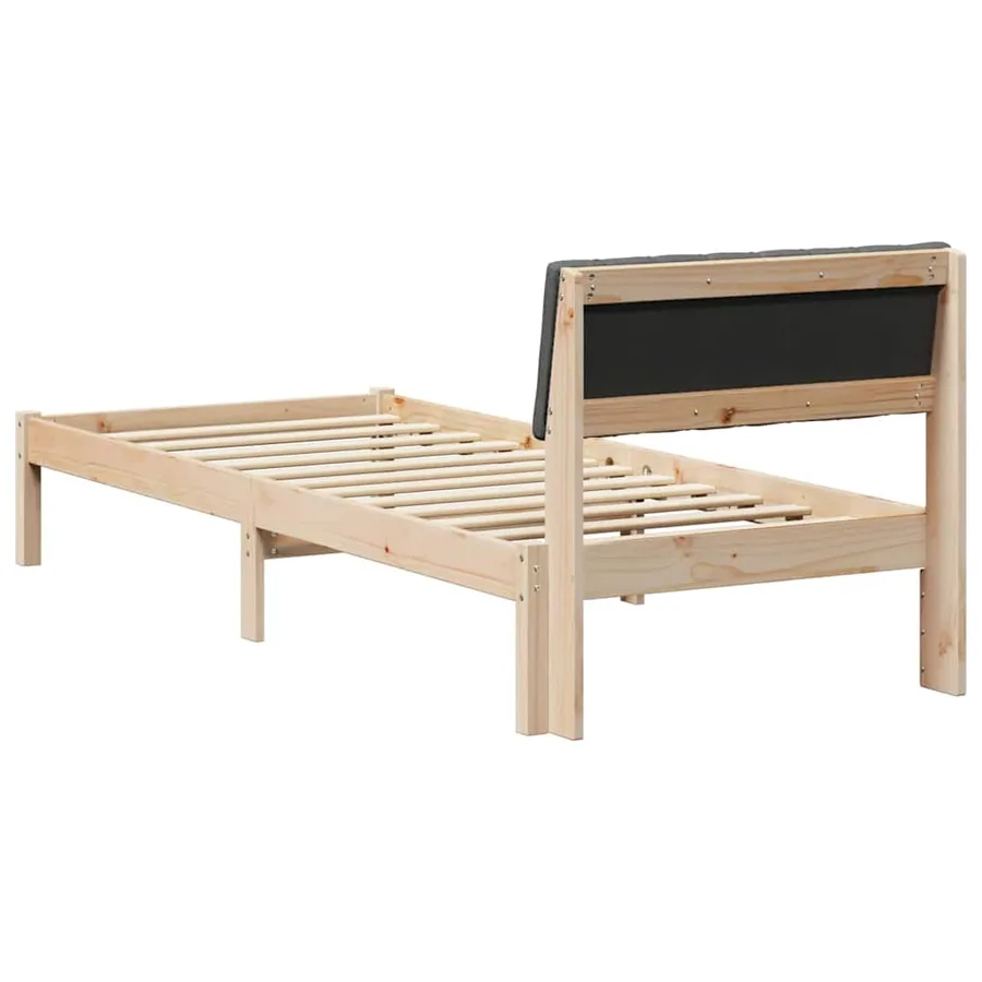 Cadre de lit avec tête de lit marron et gris foncé 75 x 190 cm - 7