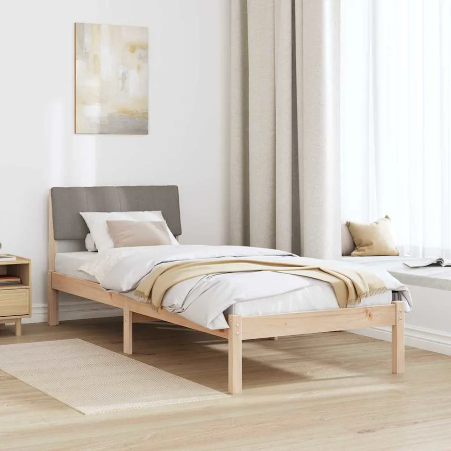 Cadre de lit Marron et taupe 75 x 190 cm Bois massif en pin - 4