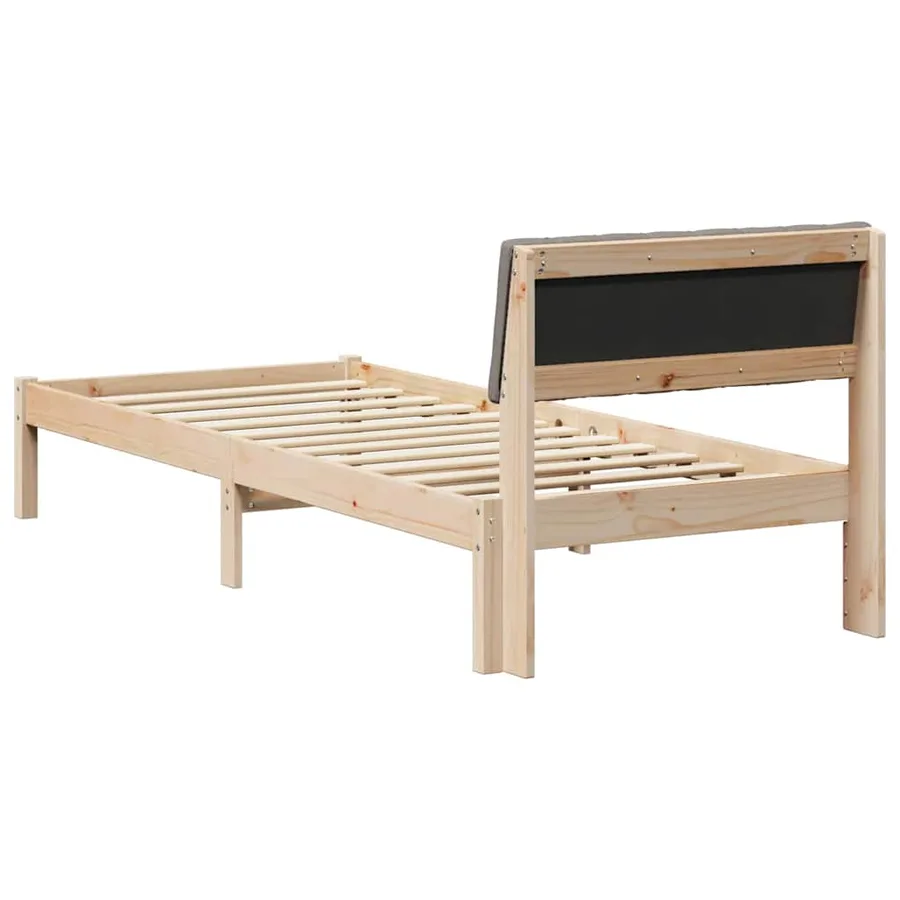 Cadre de lit Marron et taupe 75 x 190 cm Bois massif en pin - 7