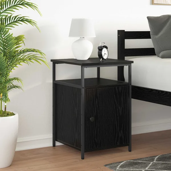 Cabinet de chevet 2 pcs Chêne noir Bois d'ingénierie
