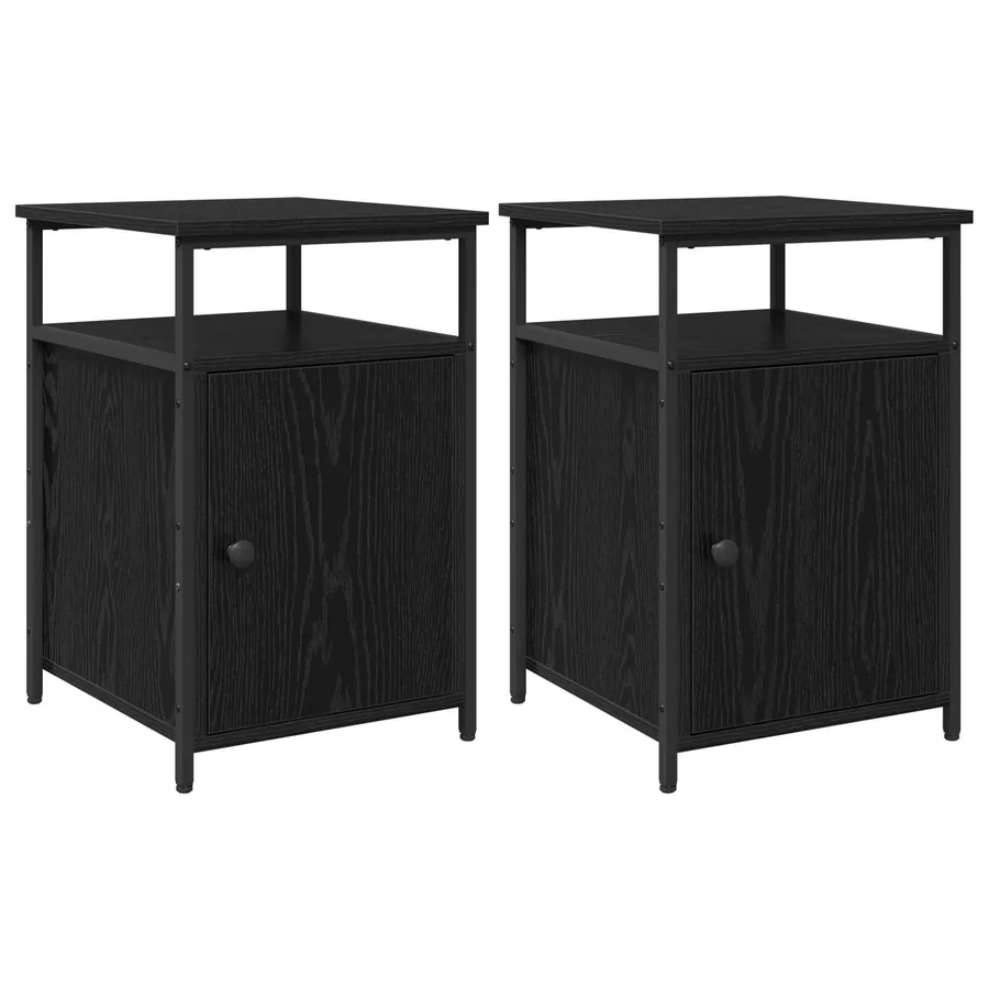 Cabinet de chevet 2 pcs Chêne noir Bois d'ingénierie - 2