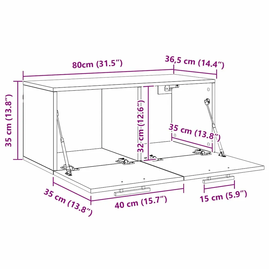 Meuble mural 80 x 36.5 x 35 cm Bois d'ingénierie - 13