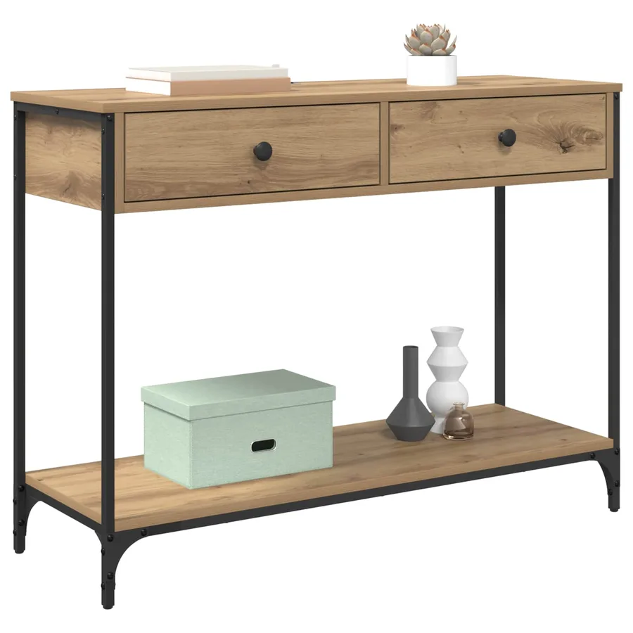 Table console Chêne artisanal 100 x 34,5 x 75 cm - 3