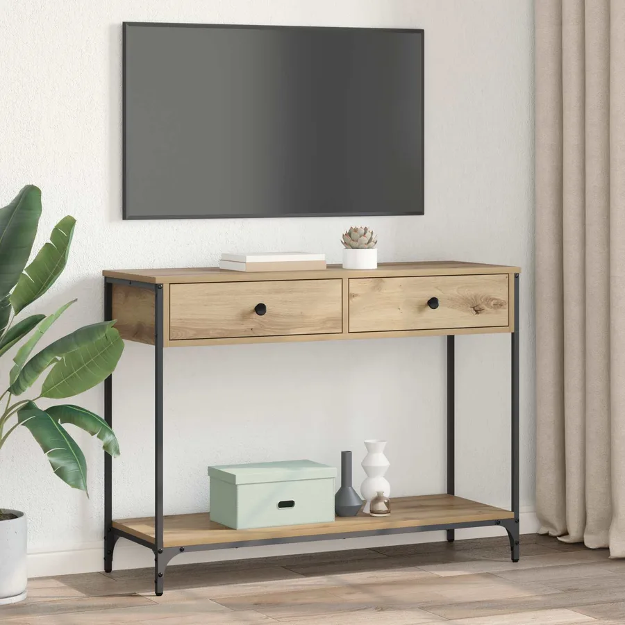 Table console Chêne artisanal 100 x 34,5 x 75 cm - 4