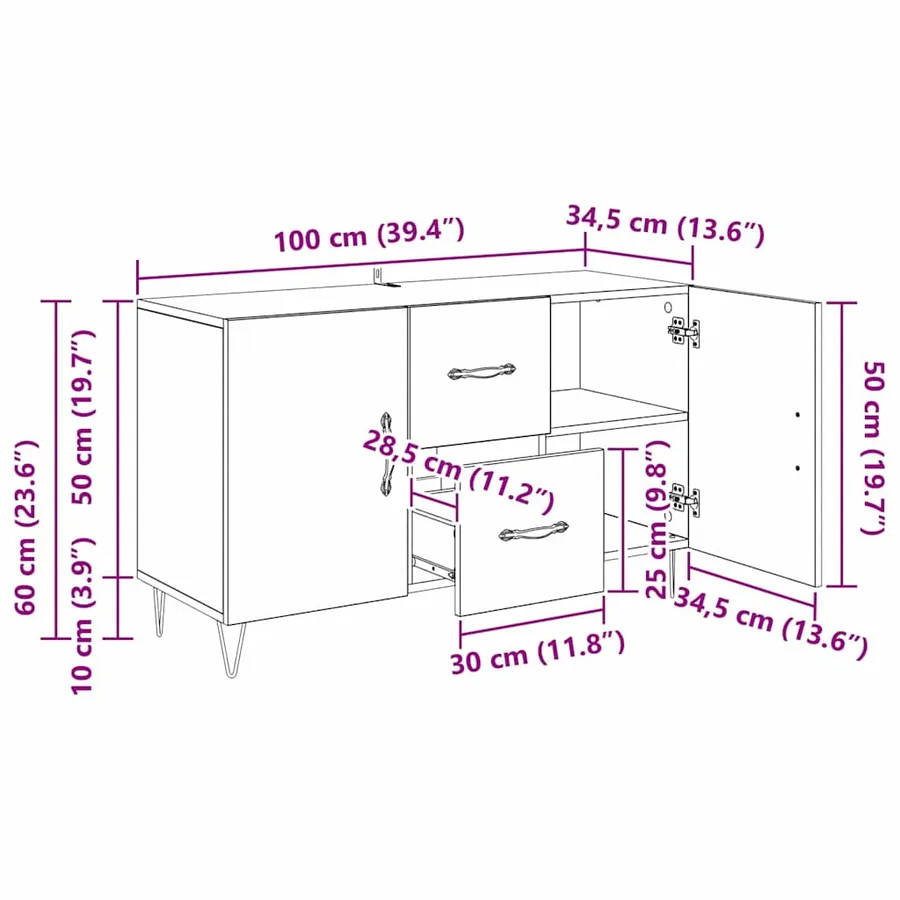 Buffet Bois Ancien 100 x 36 x 60 cm Bois d'ingénierie - 13
