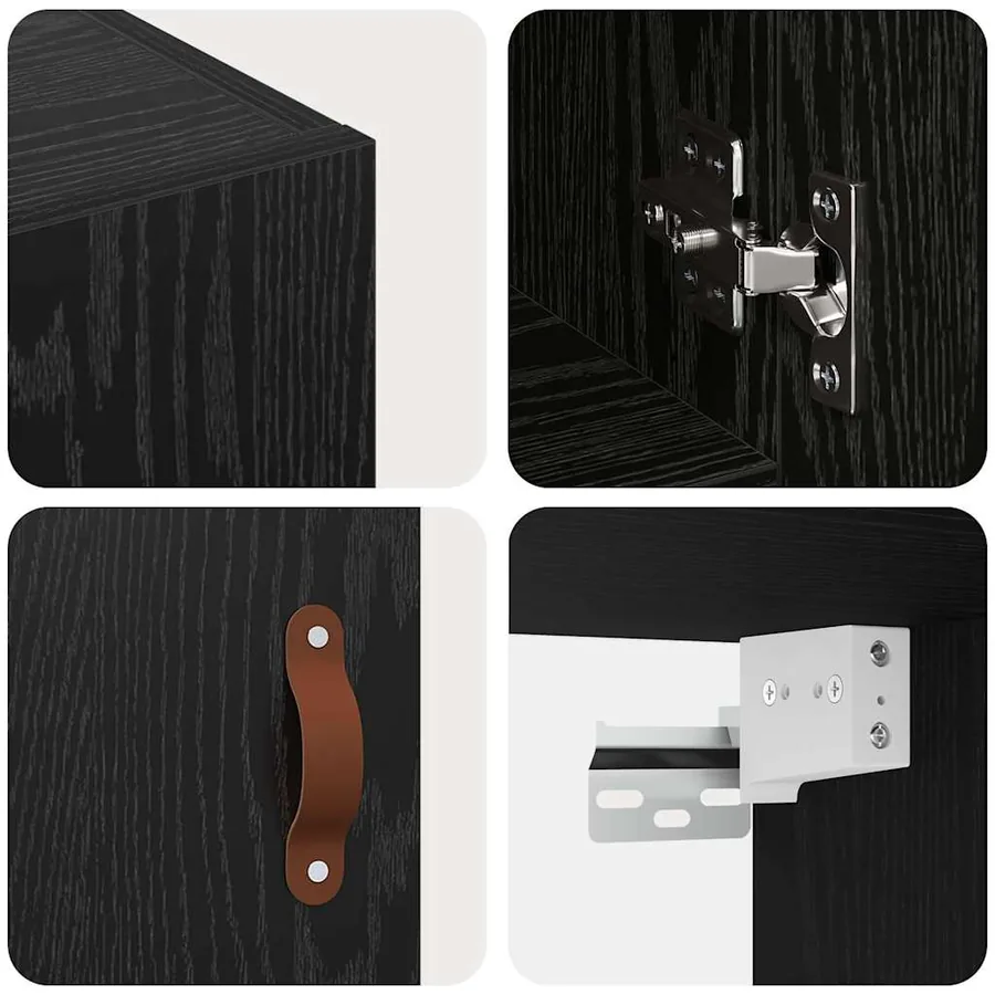 Meuble mural Chêne noir 60 x 31 x 70 cm Bois d'ingénierie - 9